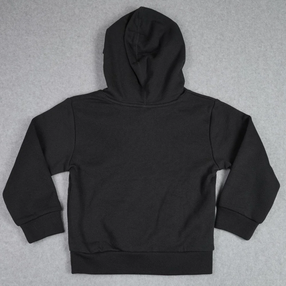 Adidas Hoodie Boys Size 4 Black Linear Logo Pullover Fleece AA10360 Pocket